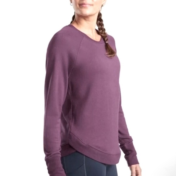Athleta Mindset  Pullover Long Sleeve Modal Blend Maroon Athleisure Sweatshirt - Picture 2 of 16
